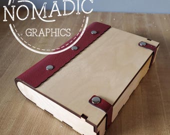 Archivo listo para láser, caja de fotos de 5 x 7 con detalles de cuero, SVG