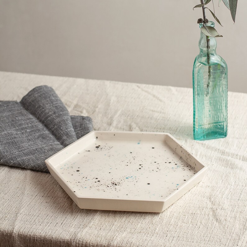 Ceramic plate Geometric shape plate White pottery plate Etsy