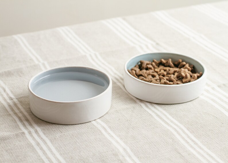 Cat Bowl Ceramic Cat Bowl Set Handmade White Bowls Food and Etsy