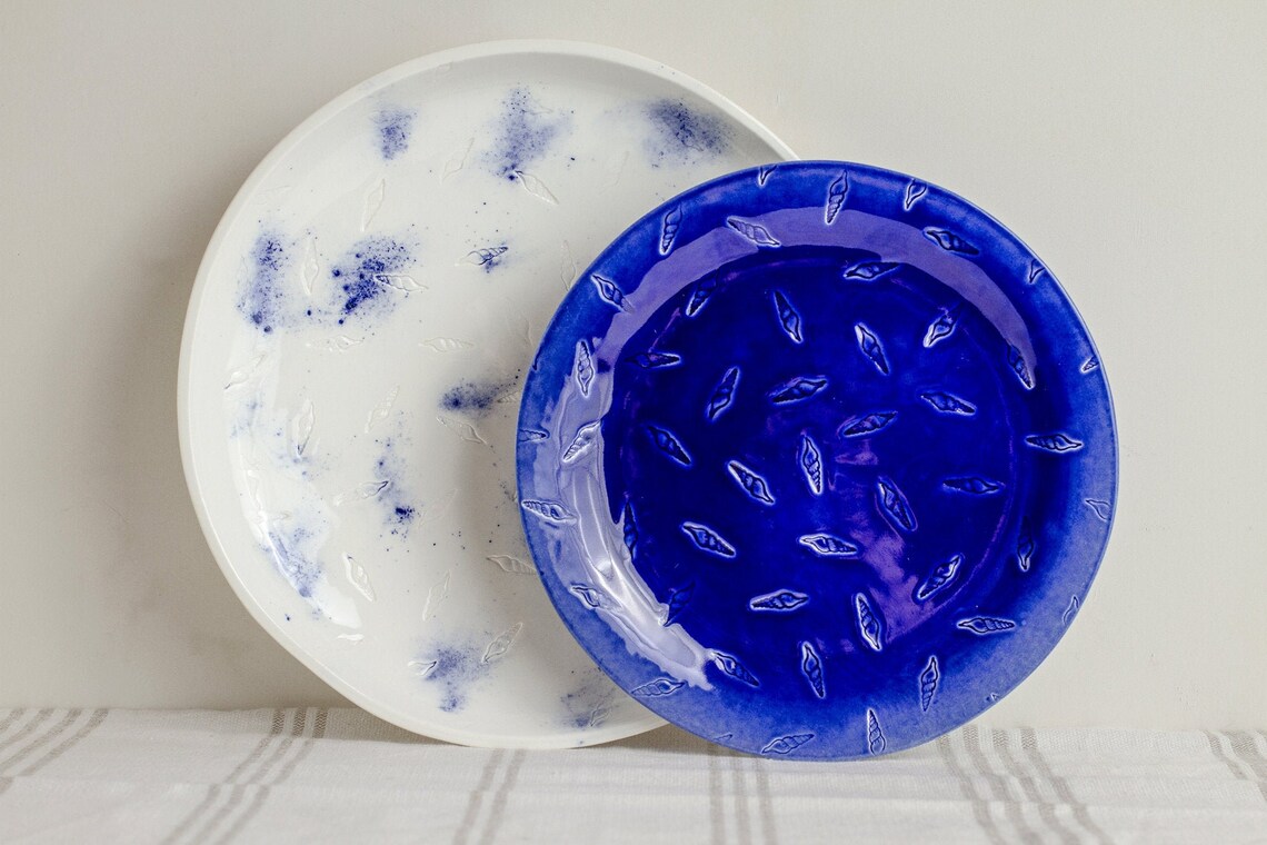 Ceramic Serving Set of 2 Dinnerware Set Pottery Large Etsy