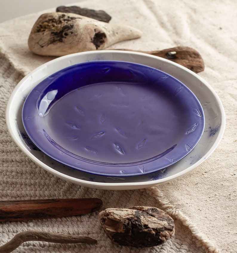 Ceramic Serving Set of 2 Dinnerware Set Pottery Large Etsy