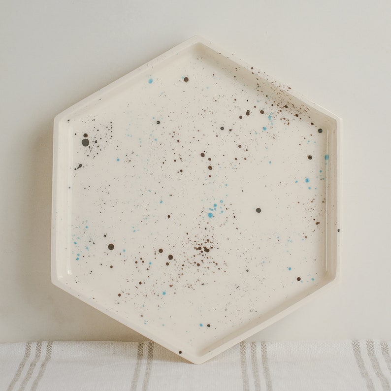 Ceramic plate Geometric shape plate White pottery plate Etsy