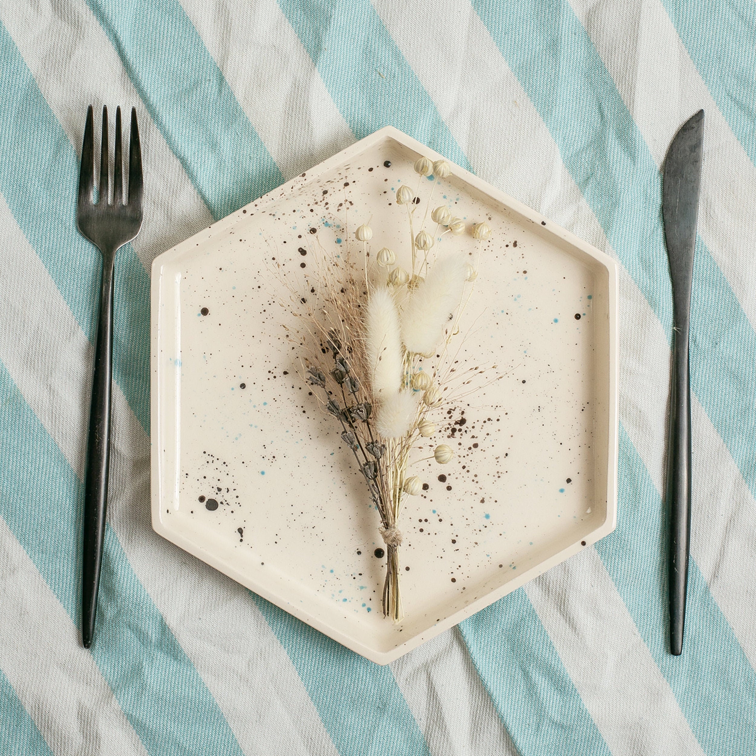 Ceramic plate Geometric shape plate White pottery plate Etsy