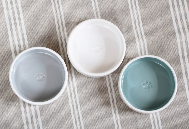 Cat Bowl Ceramic Cat Bowl Set Handmade White Bowls Food and Etsy