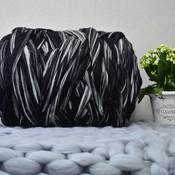 Jumbo épaisse laine Large câble couverture diy Finger knit handspun wool yarn project Arm knit cat bed Eco friendly yarn Extra chunky throw giant