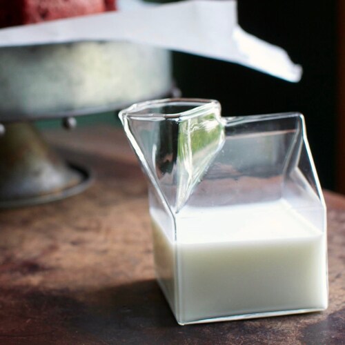 Glass Milk Carton Shaped Creamer Cup Tumbler Etsy