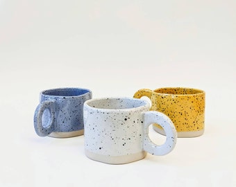 Minimalist Organic Nordic Cottage-Core Flecked Melange Eclectic Ceramic Mug 8 Fl oz