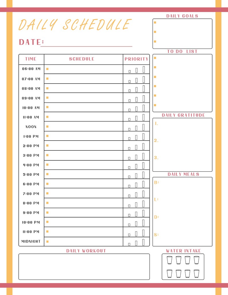 downloadable daily planner hourly schedule printable to do