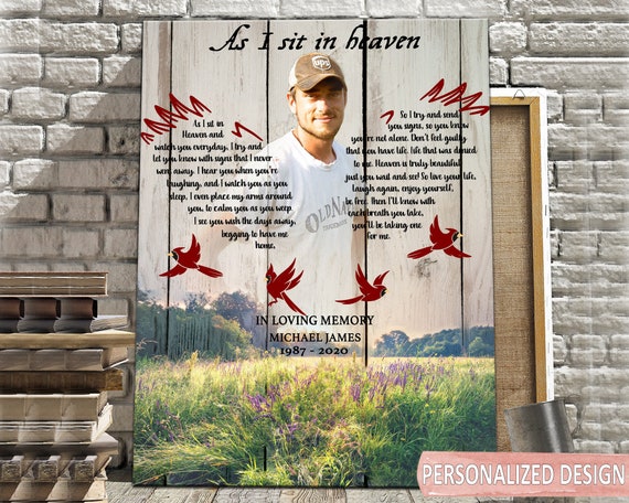 As I Sit In Heaven Cardinals Memorial Personalized Canvas Etsy