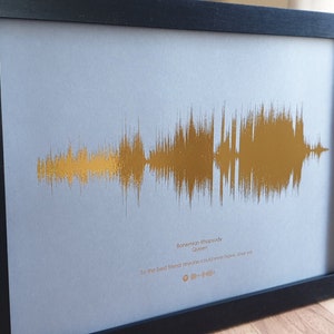 A4 Custom Metallic Soundwave Art, Favourite Song Personalised Copper, Silver, Gold or Rose Gold Sound Wave Foil Print image 2