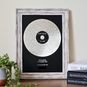 A4 Custom Foil Metallic Song Lyrics Art, Favourite Song Personalised Copper, Silver, Gold or Rose Gold Foil Lyric Print, Record Print