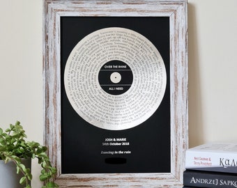 A4 Custom Foil Metallic Song Lyrics Art, Favourite Song Personalised Copper, Silver, Gold or Rose Gold Foil Lyric Print, Record Print