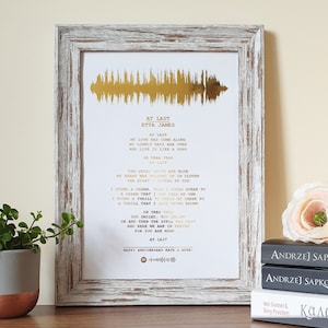 A4 Custom Foil Metallic Song Lyrics and Soundwave Art, Favourite Song Personalised Copper, Silver, Gold or Rose Gold Foil Print