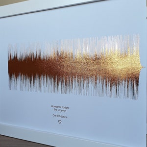 A4 Custom Metallic Soundwave Art, Favourite Song Personalised Copper, Silver, Gold or Rose Gold Sound Wave Foil Print image 7