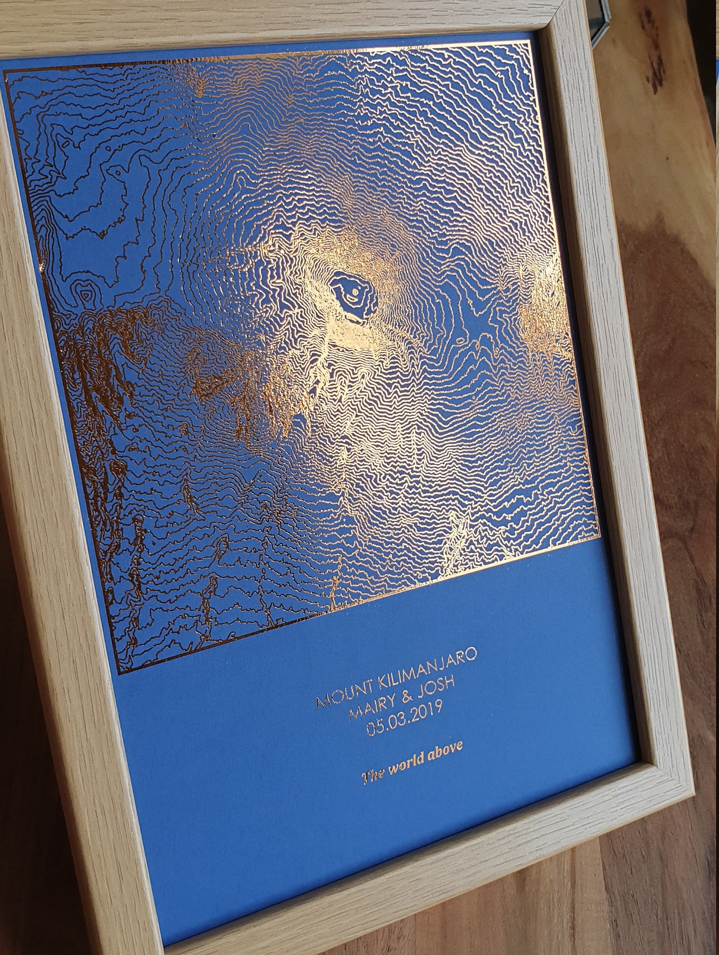 Topographical Packaging A4 Custom Metallic Foil Topographic Map Print, Any Hike Trekking Climb ...