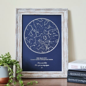 Stampa di mappa stellare personalizzata in lamina A4 di qualsiasi luogo con qualsiasi data, mappa celeste personalizzata in lamina di rame, oro o oro rosa per data