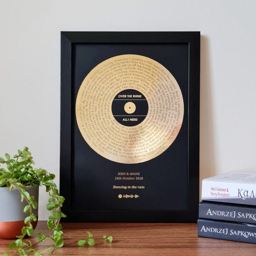 A4 Custom Foil Metallic Song Lyrics Art Favourite Song Etsy