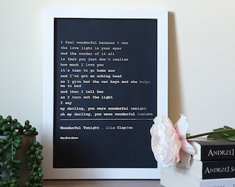 A4 Metallic Foil Song Lyrics Wall Art, Personalised Print with Wedding First Dance, Favourite Song in Copper, Gold, Silver or Rose Gold Foil