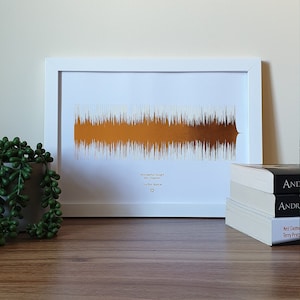 A4 Custom Metallic Soundwave Art, Favourite Song Personalised Copper, Silver, Gold or Rose Gold Sound Wave Foil Print image 3