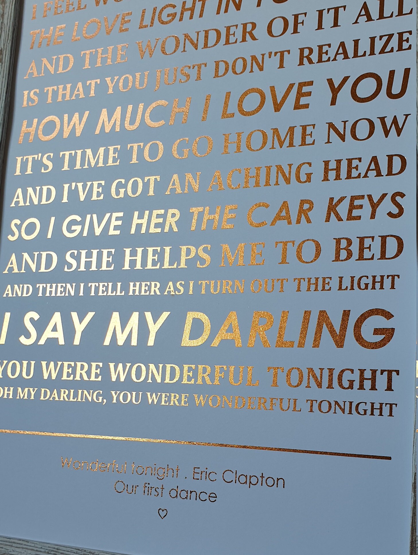 A4 Metallic Foil Song Lyrics Wall Art Personalised Print With Etsy UK