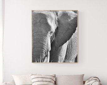 Elephant Print, Black and White, Printable Wall Art, Digital Download Art, Elephant Photo, Elephant Wall Art, Elephant Printable, Prints