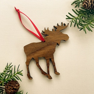 Walnut Wood Moose Tree Ornament