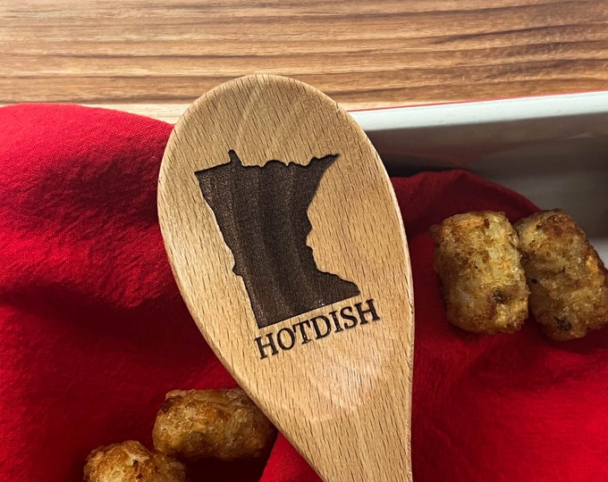 Featured listing image: Minnesota Engraved HotDish Wood Spoon