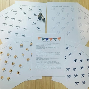 Halloween Three Part Number Math Games, Ten Frames, Number Words, Tally Marks, Homeschool