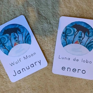 Wolf Moon Card in Spanish and English