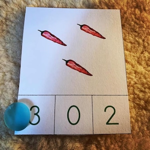 Cartões de contagem de números 0-20 Montessori, clipe de números e cartões de contagem