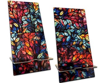 Floral Stainless Steel Smartphone Stand - Handmade Reversible Design