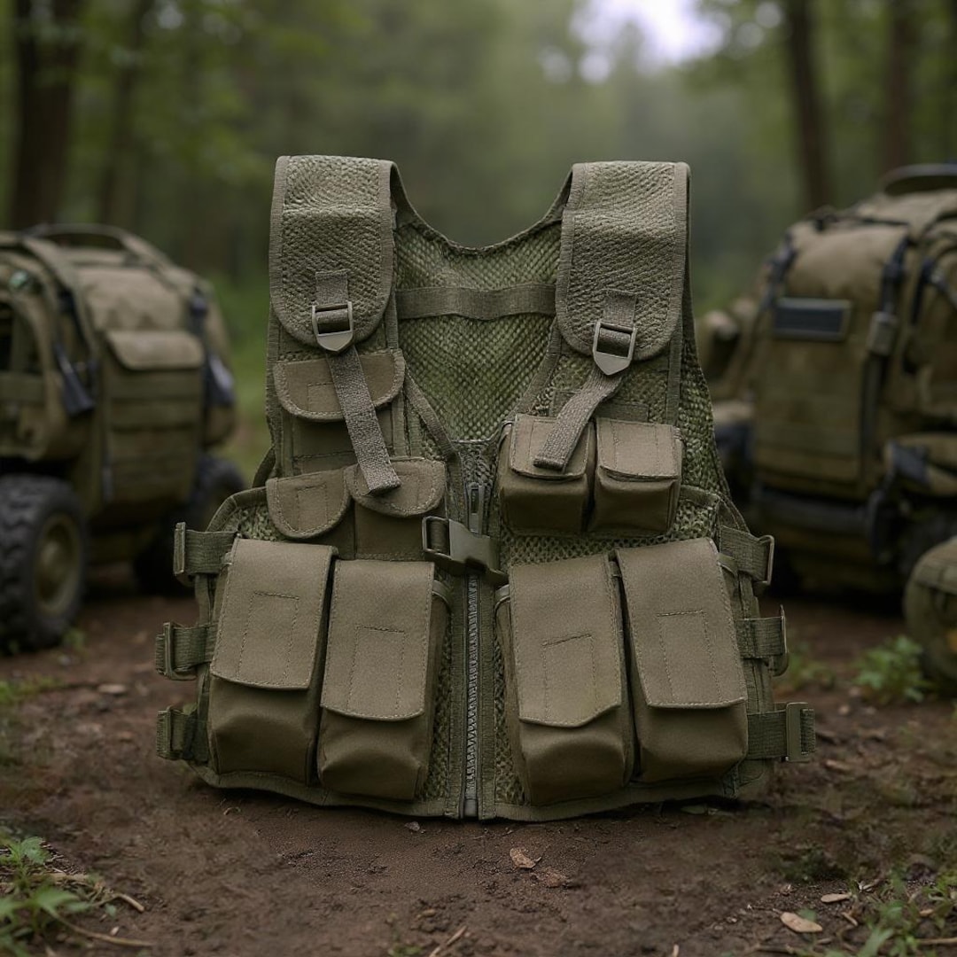 Gilet Réglable Gilet Tactique Militaire Camouflage - Avec Poches Et Porte-chargeurs - Polyester Renforcé - Taille Ajustable Veste Combat Camouflage Airsoft