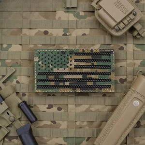 Laser Cut Woodland MARPAT American Flag Patch