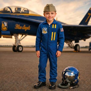 Licensed Blue Angels Youth Flight Suit and Garrison Cap
