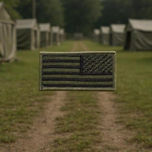 Reverse American Flag Patch OD Green