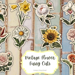 Fleurs coupes difficiles, téléchargement numérique coupes difficiles, journal numérique indésirable, fleurs de journal indésirable, coupes difficiles pour le scrapbooking, imprimable coupe difficile