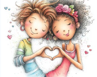 21 Whimsical Pride Couple Clipart  – Cute Pride festival, Gay JPG, Love Clipart, Diversity clipart, Commercial use, Whimsical Summer Set 1
