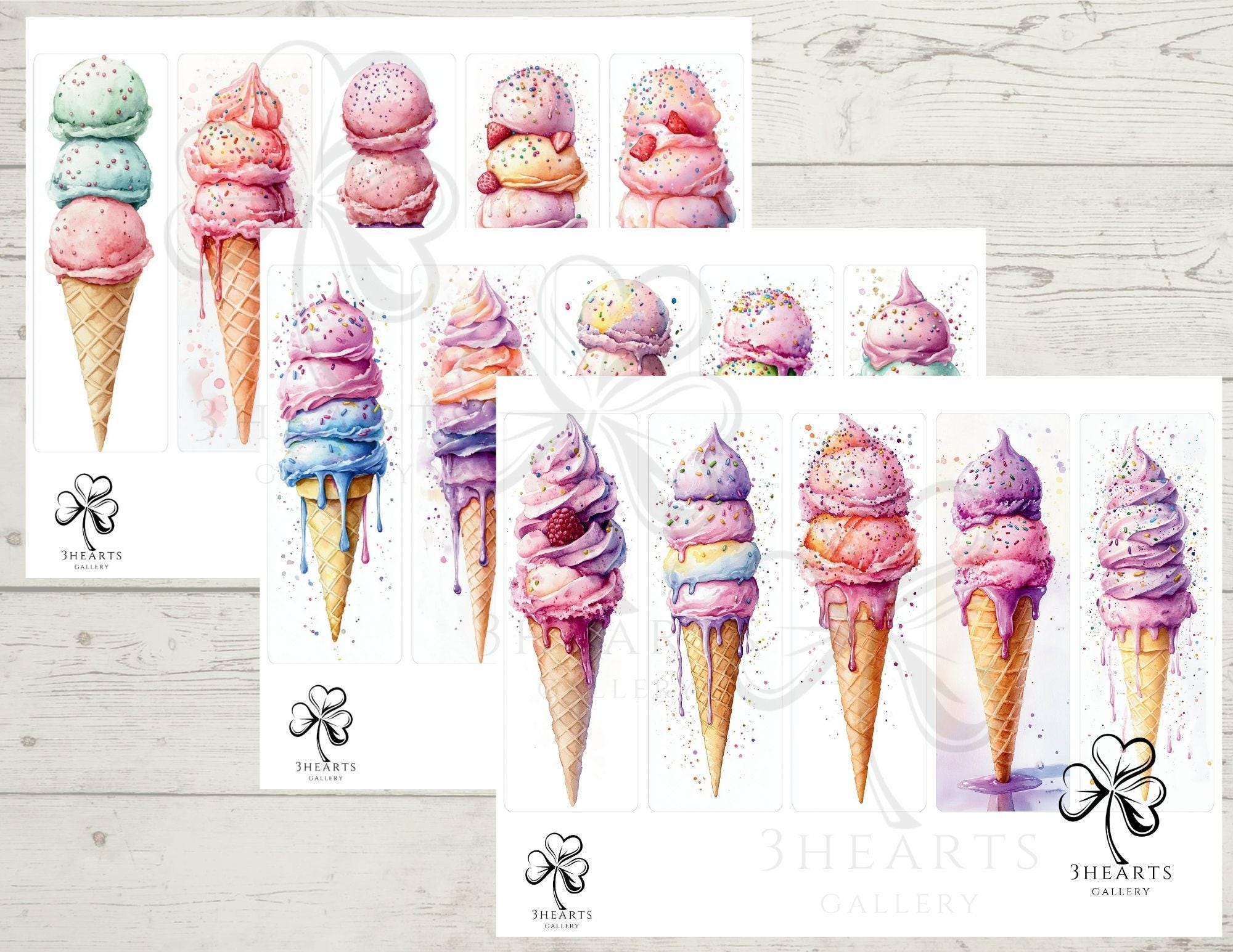 Springles Bookmark Watercolor Ice Cream Sprinkles Bookmarks : Summer Season Watercolor ...