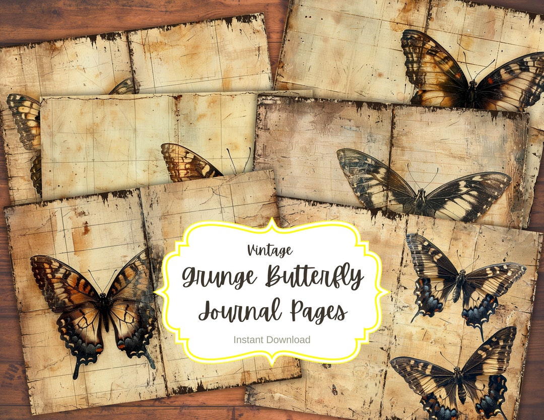 Vintage Butterfly Junk Journal Pages: Printable Collage Kit (PDF, JPG ...