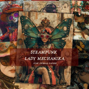 Pagine di diario Steampunk Junk: collage vittoriano, ingranaggi (download digitale)