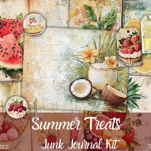 Trousse de journal indésirable pour les gourmandises estivales | Kit de papier pour scrapbooking numérique | Imprimable | Fruits d'été | Feuille de collage | Éphémères vintage | Fraise