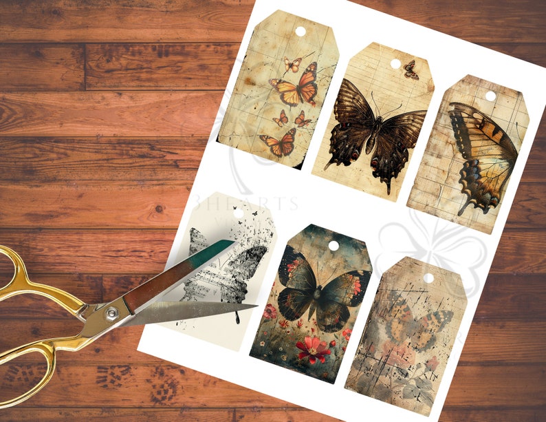 Vintage Butterfly Junk Journal Pages: Printable Collage Kit (PDF, JPG ...