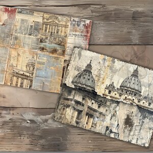 Vintage Grunge Distress Aged Rome Italy Junk Journal Printable Papers, Vintage Junk Journal Pages, Scrapbooking Papers, Collage Sheets, Old Shabby Scrap Papers