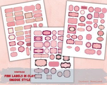 Pink Number Labels Vintage Pink Number Labels – Printable Junk Journal Tags & Mini ...