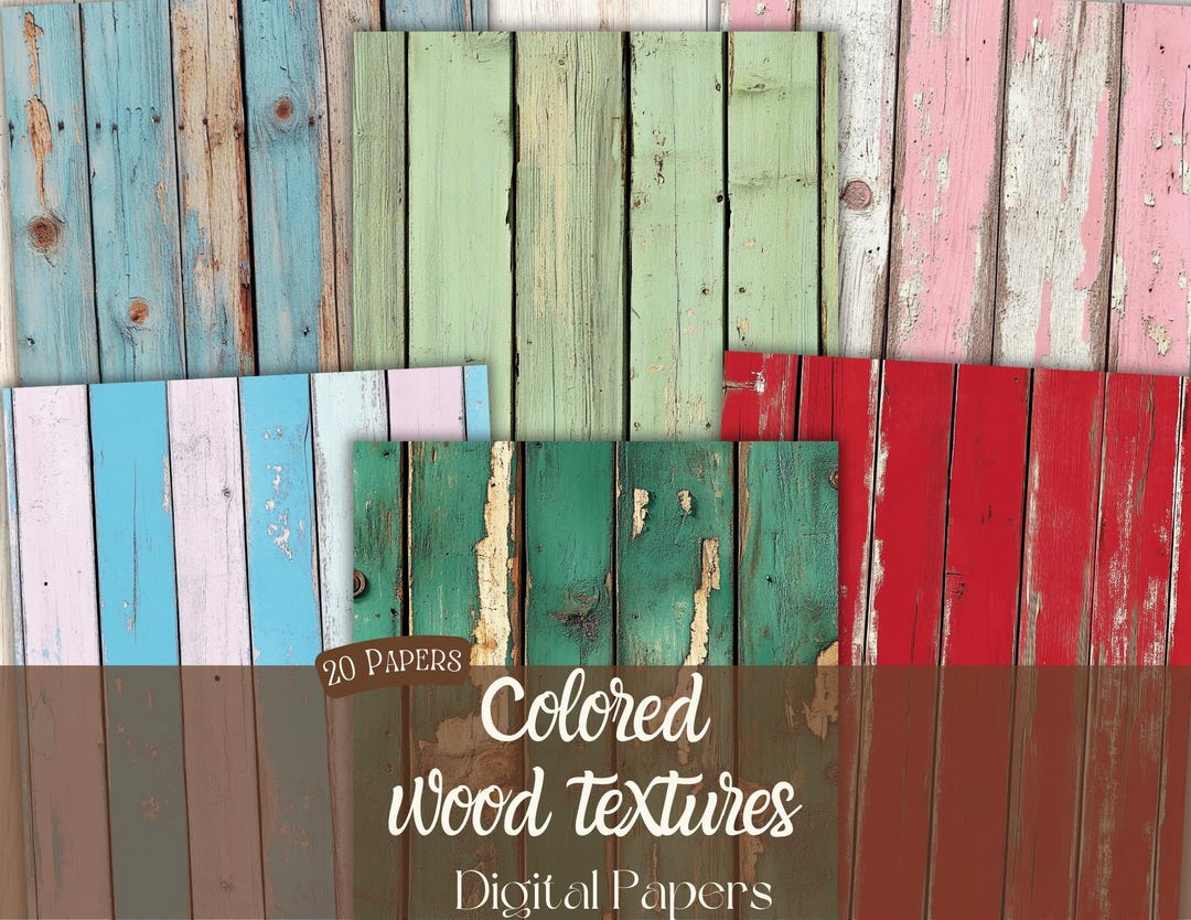 Colored Wood Textures Digital Papers: Spring Scrapbook Kit (PDF) - Etsy