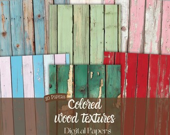 Colored Wood Textures Digital Papers: Spring Scrapbook Kit (PDF)