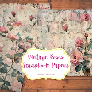 Vintage Rose Scrapbook Paper: Shabby Chic Printable (PDF)