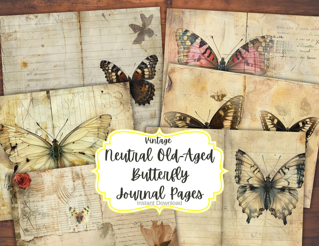 Butterfly Journal Pages, Digital Junk Journal Papers, Vintage Printable ...