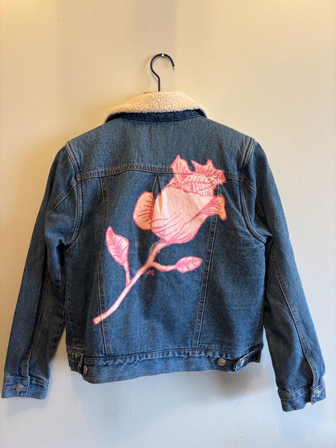 Hand Painted Rose Denim Jacket - Etsy
