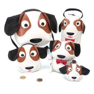 Geschenke für Beagle-Liebhaber-Set, niedlicher kleiner Beagle, 5-teiliges Set, Hundepuppe, Bleistiftbeuteltasche, Umhängetasche, Schlüsselanhänger, Geldbörse.